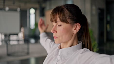 woman relaxing in office