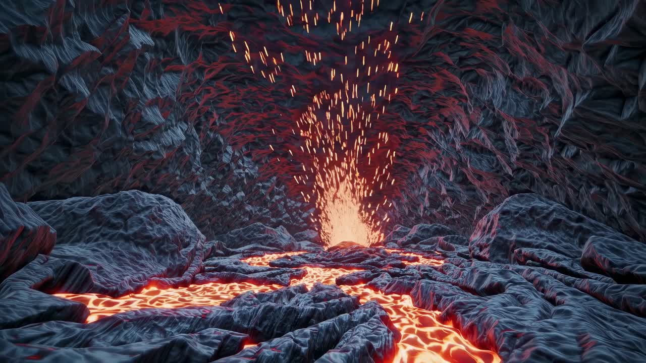 Lava Flowing in a Cave