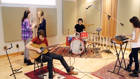 music band performing in studio