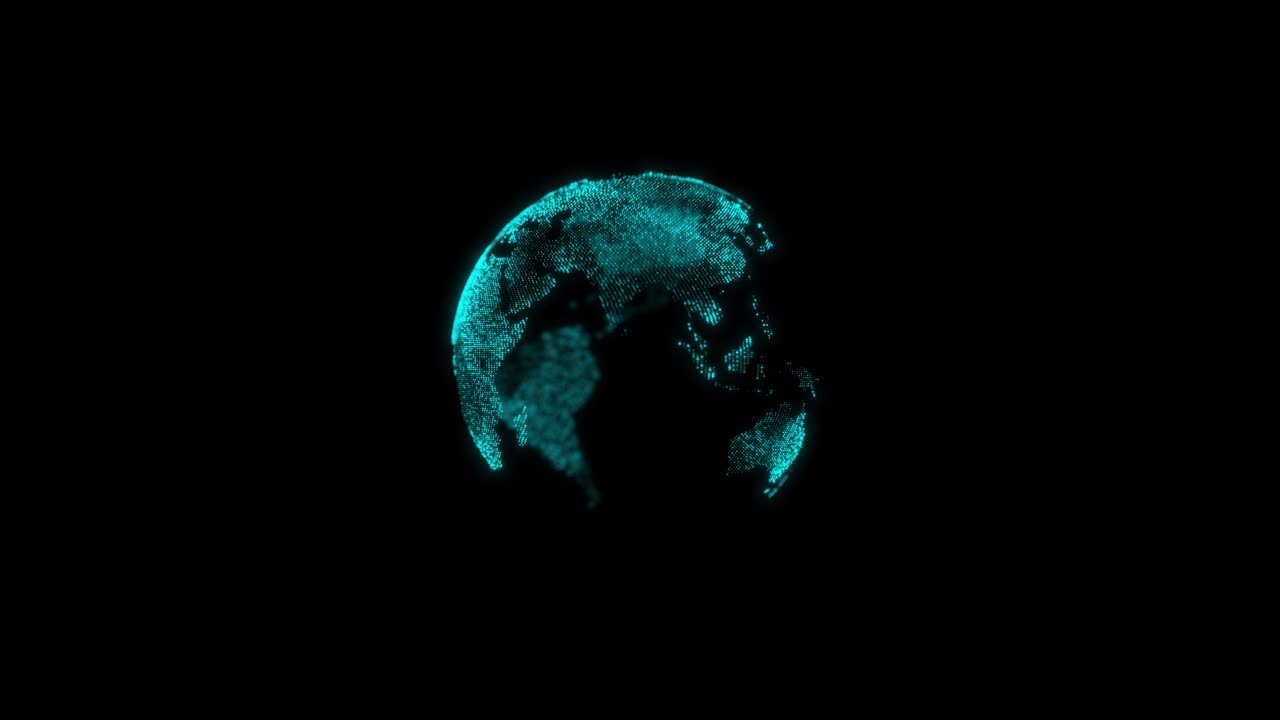 Hightech animation glowing rotating globe illuminated dots for global network visuals digital