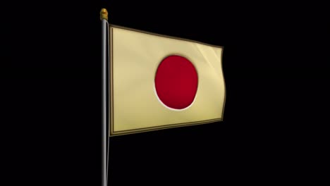 loop video of golden japanese flag loop video fluttering in the wind, 4k uhd slow motion video with alpha channel.