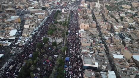 mass demonstrations in iraq, baghdad, filmed by a drone