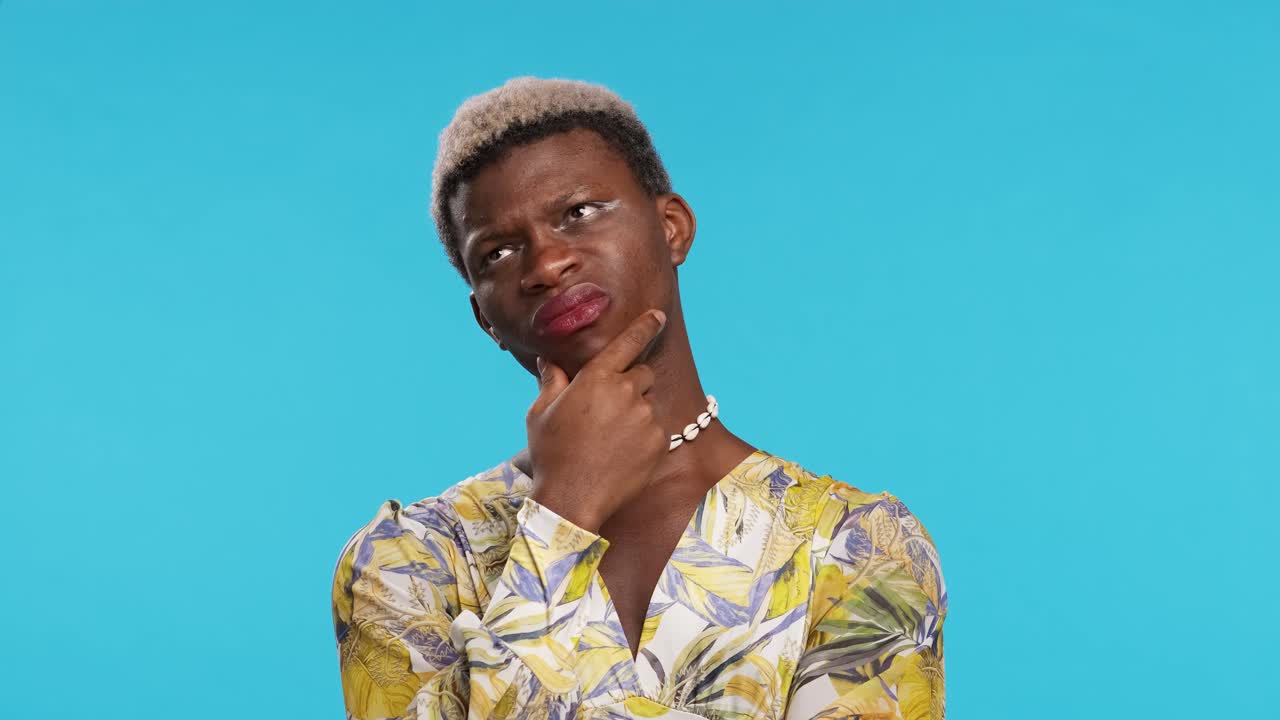 African American transgender person thinking over problem