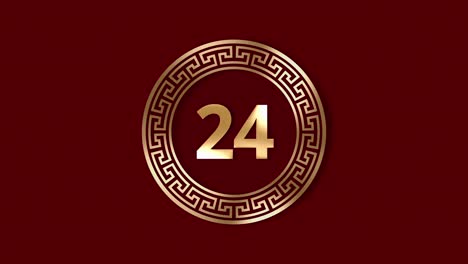 treinta segundos a cero (30-0) temporizador de cuenta atrás digital de estilo asiático en fondo de patrón rojo para el concepto de cuenta atrás del año nuevo chino