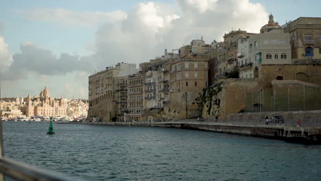 Malta-gorgeous-and-beautiful-ocean-view-footage-of-Valletta-ancient-ruins-and-buildings