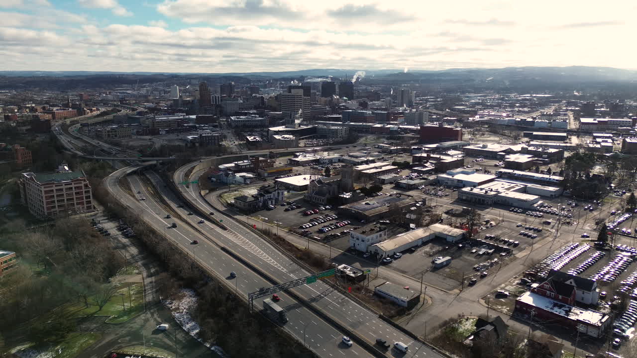 Città di Syracuse, New York, vista aerea invernale.