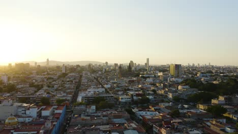 drone ascends to reveal beautiful urban cityscape