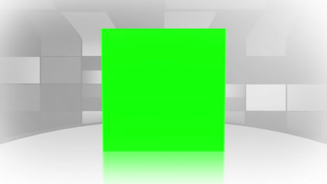 green screens bouncing on a white surface