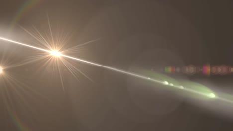 animación de luz blanca con haz y destello de lente prismática curva sobre fondo gris