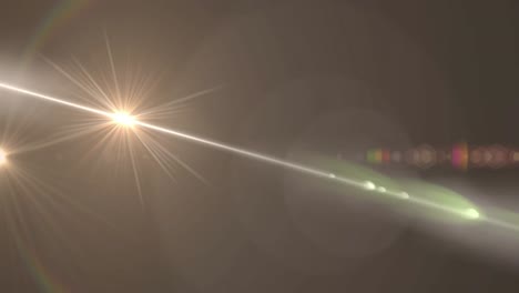 animation of white light with beam and curved prismatic lens flare on grey background