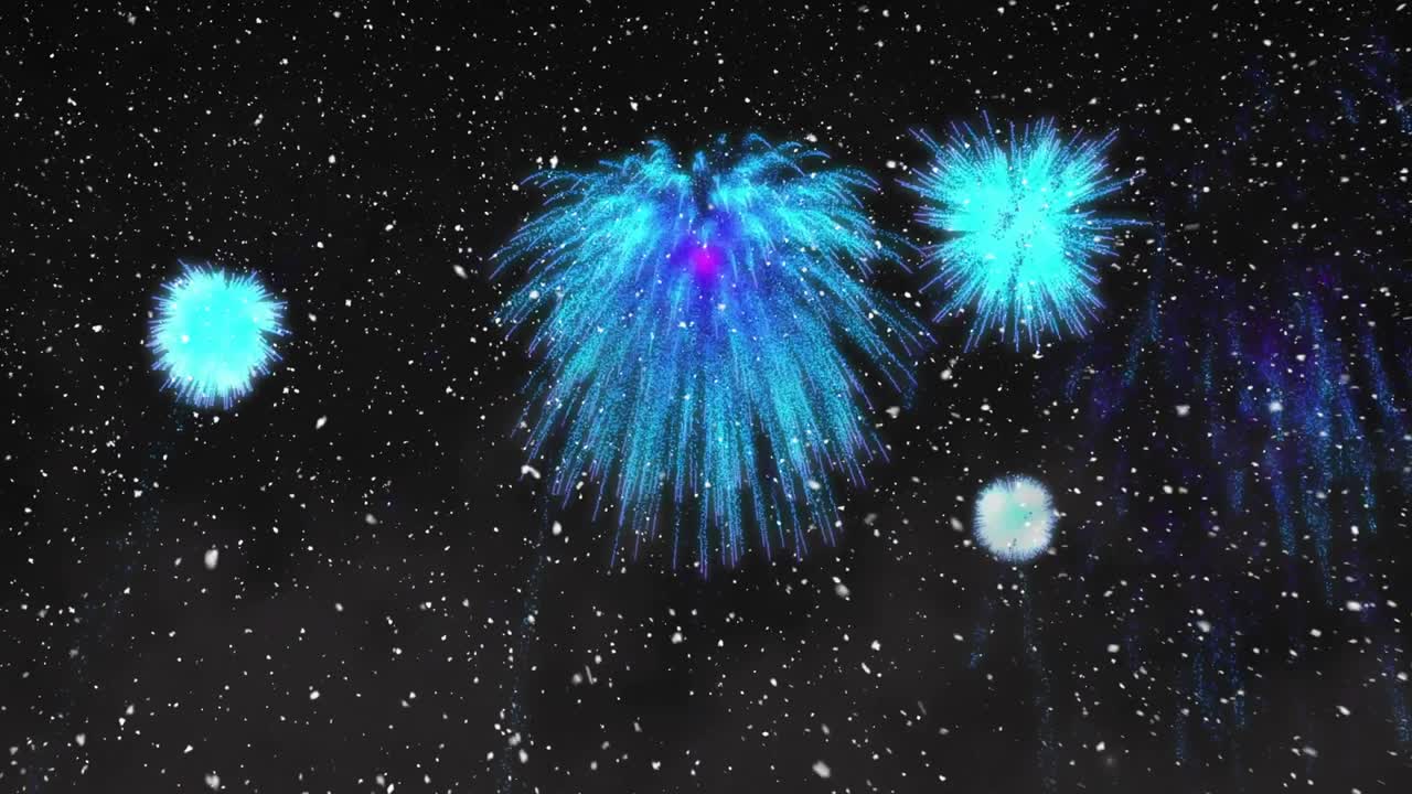 Cyan burst sparking at center firing clusters pulsing, drifting for simulating cosmic celebration