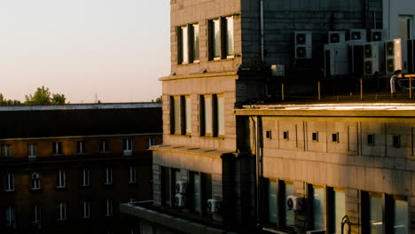 buildings at sunset