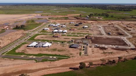 drone shot over new residential housing development in buckland park, south australia