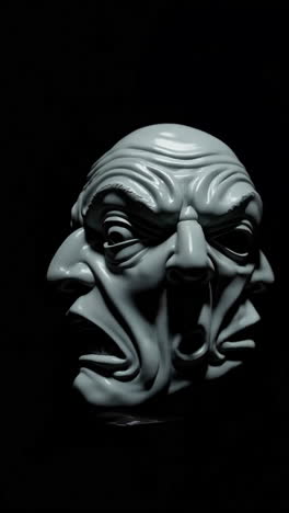multi-faced sculptural head expressing complex emotions