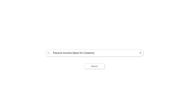 Mouse Cursor Typing 'Passive Income Ideas for Creators' into Search Bar