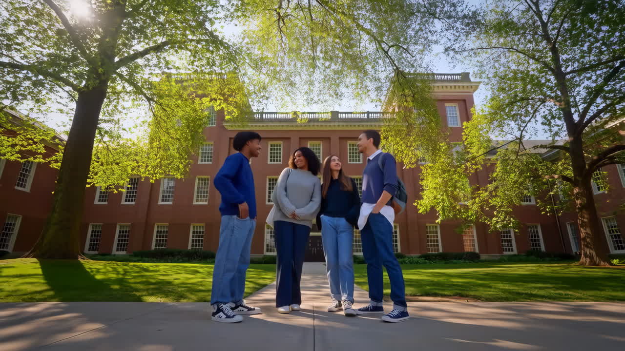 College Students Chatting on Campus