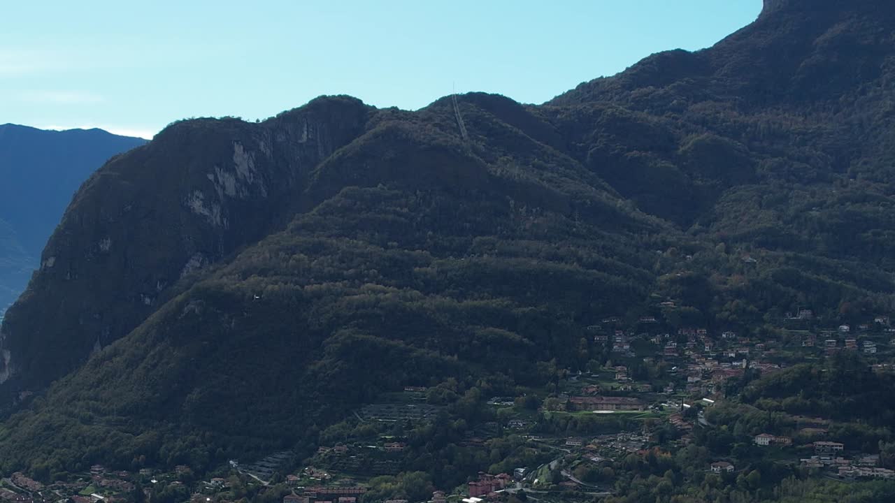 Aerial view of lush mountain landscape in the Italian Alps