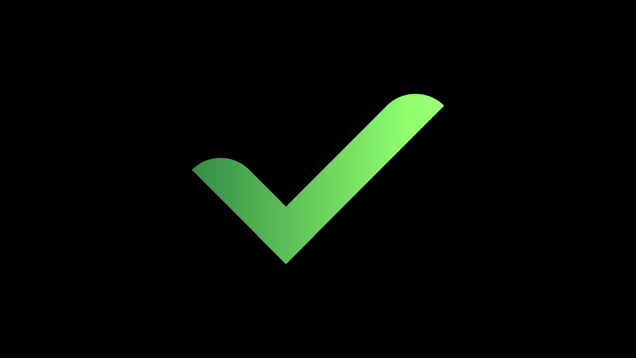 The green check mark appears and disappears slowly.