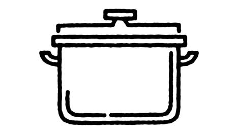 pressure cooker sketch line icon animation