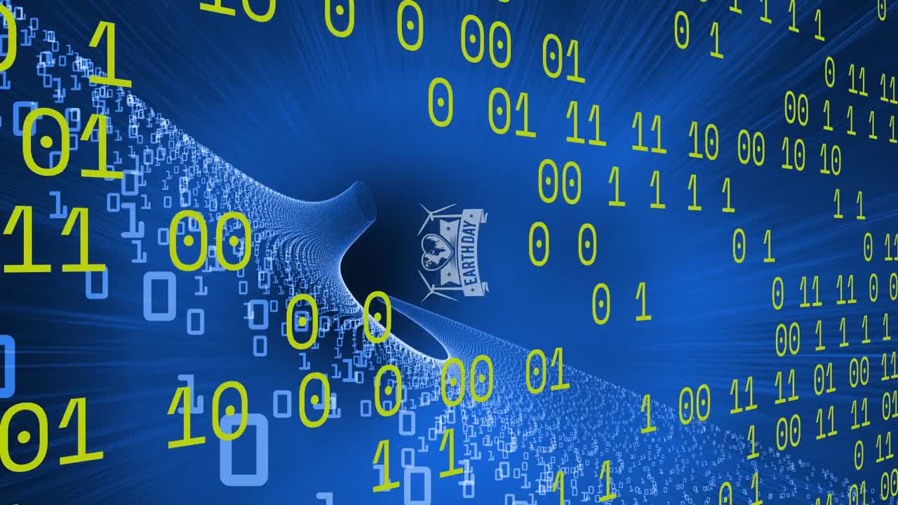 animación del texto del día de la tierra a través del procesamiento de datos