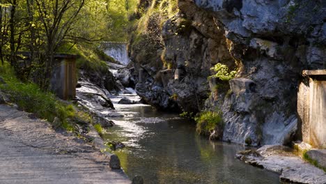 waterfall at the val vertova river near bergamo,seriana valley,italy