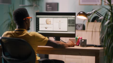 person working on 3d clothing design software