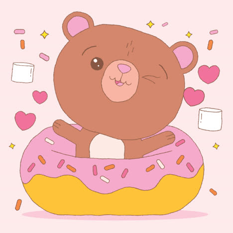 cute bear on a donut