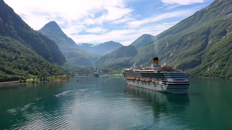 cruise ship in a norwegian fjord