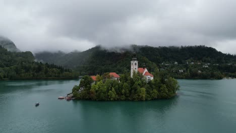 lake bled slovenia drone aerial view