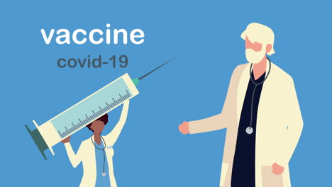 doctors with covid19 vaccine syringe