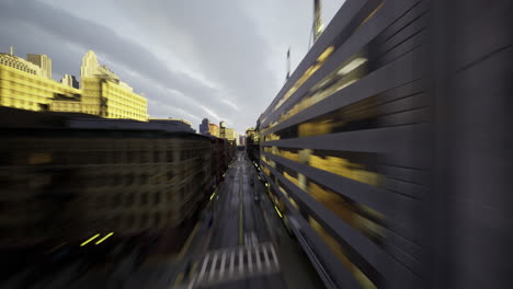 urban street captured during golden hour with blurred movement effect