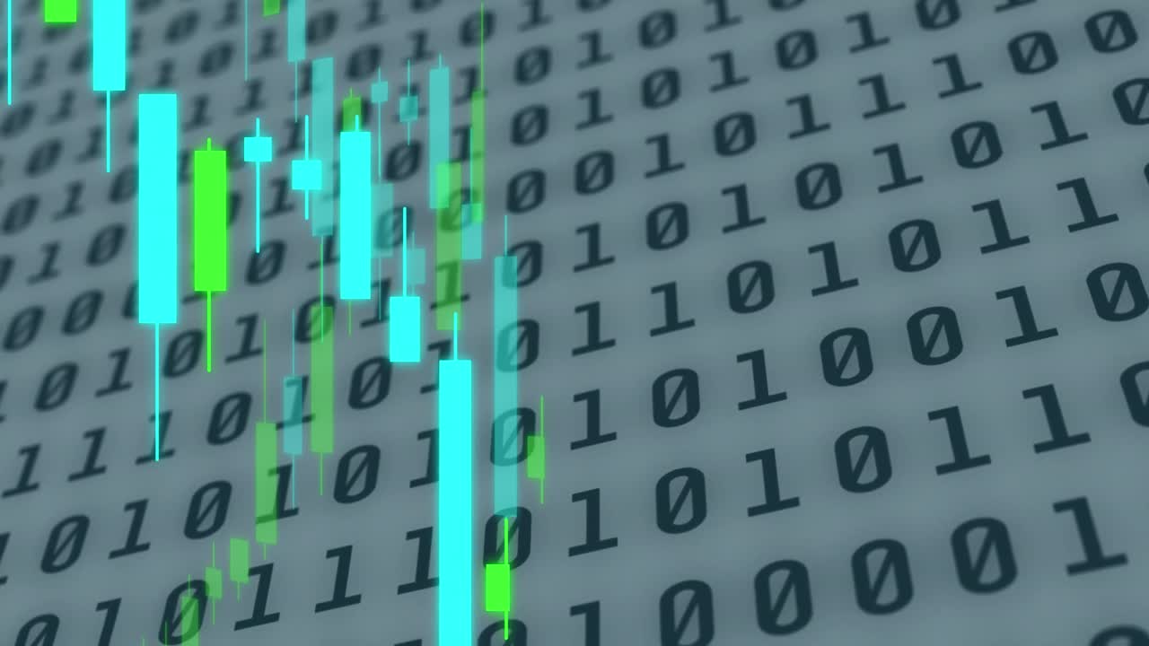 animación del procesamiento de datos financieros con gráfico sobre fondo blanco