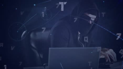 animación de redes de conexiones y procesamiento de datos sobre hacker