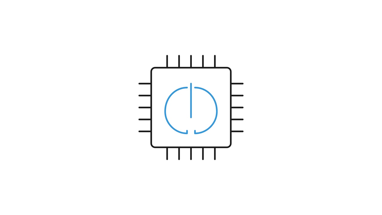 Animated Line Drawing of a Computer Microchip Processor