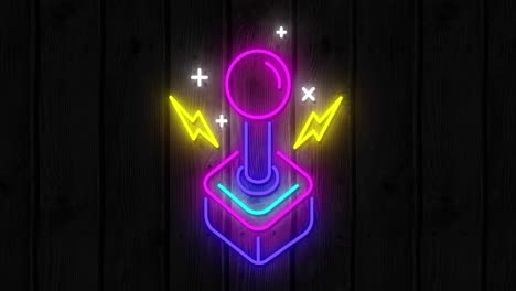 neon gaming icons on black background 4k