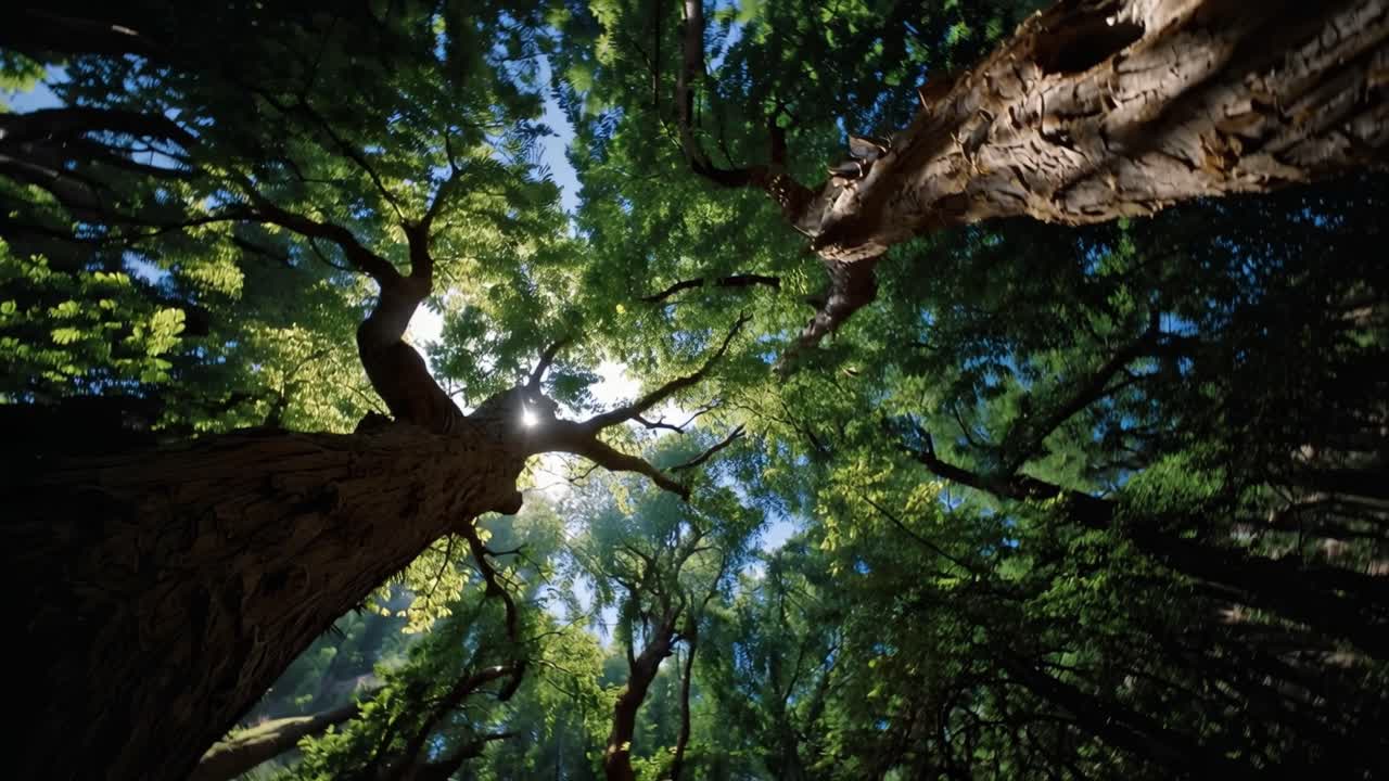 La luce del sole filtra attraverso le antiche chiome degli alberi. I tronchi si innalzano, forti e saggi. Foglie verdi screziate danzano in una dolce brezza. Ombre profonde della foresta abbracciano la terra sottostante.