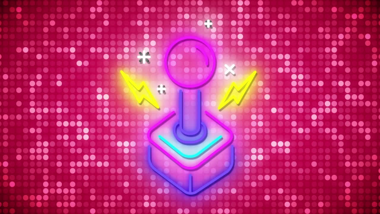 animación de la almohadilla de alegría de neón sobre un fondo brillante rosa