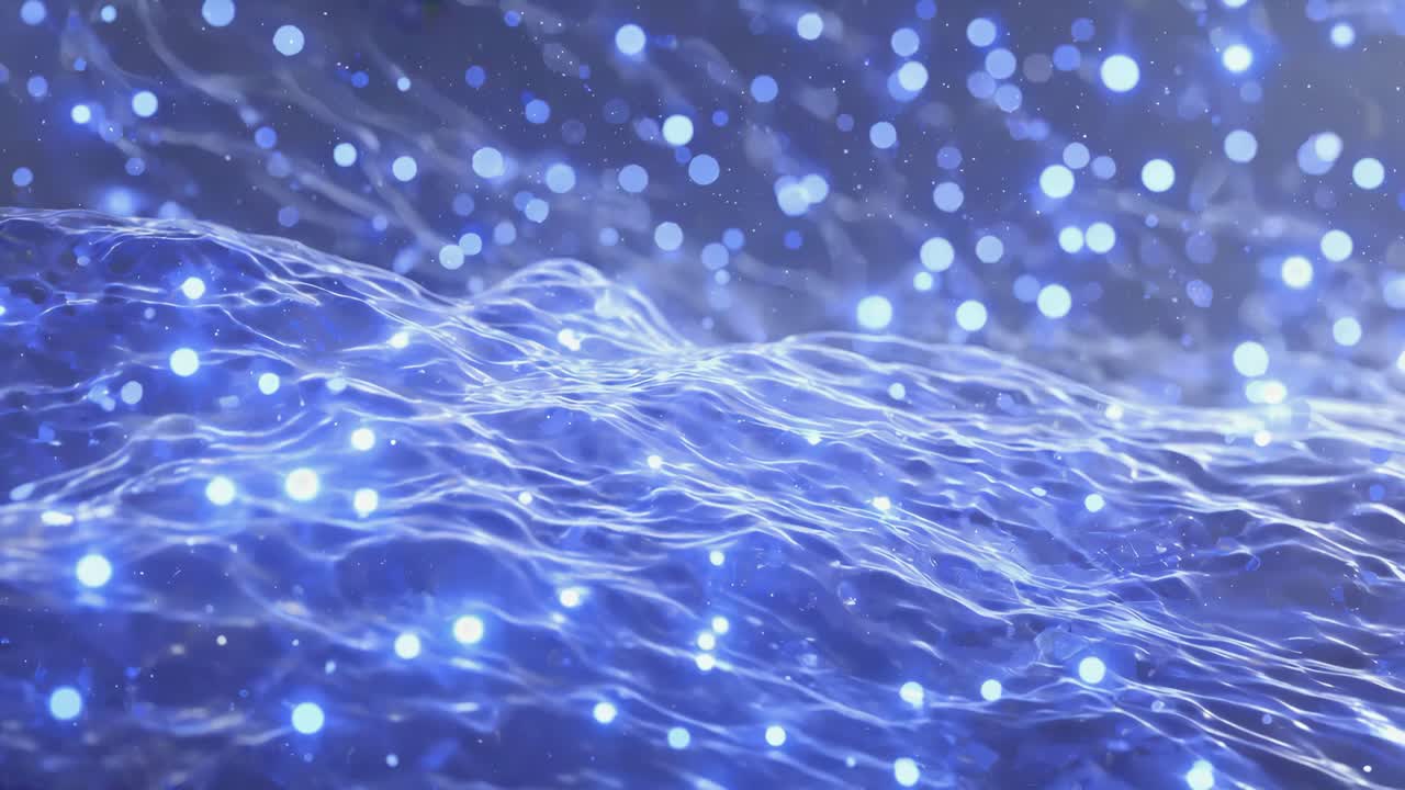 Abstract Blue Water with Glowing Lights