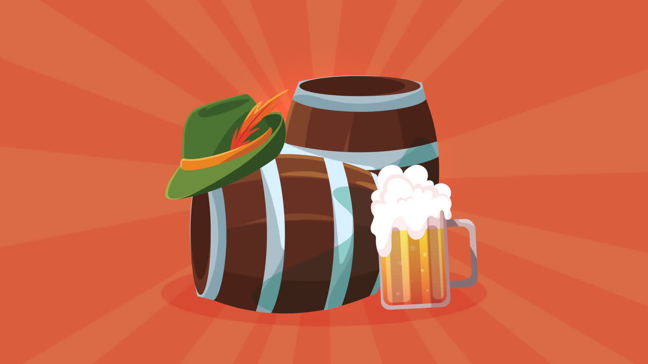 Barris de Cerveja da Oktoberfest e Caneca de Cerveja