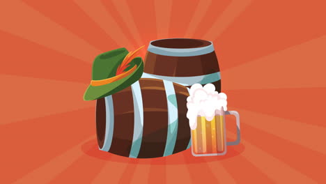 barriles de cerveza y tazas de cerveza oktoberfest