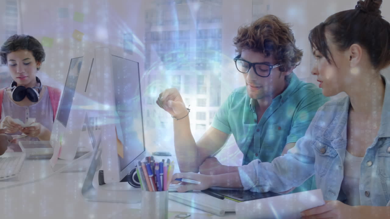 animación de la red de conexiones sobre las personas de negocios.