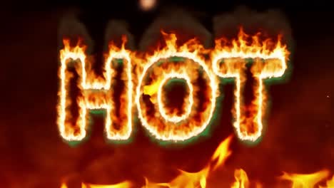 fire forms the word hot against a vibrant, fiery background, creating a dynamic and captivating visual effect