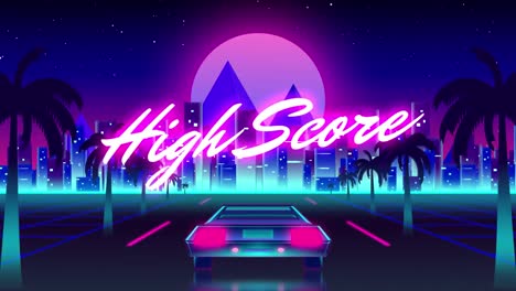 Animations-Vintage-Videospielbildschirm-Mit-Wörtern-„Highscore“-Geschrieben