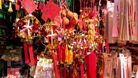 colorful ornaments displayed in a bustling market