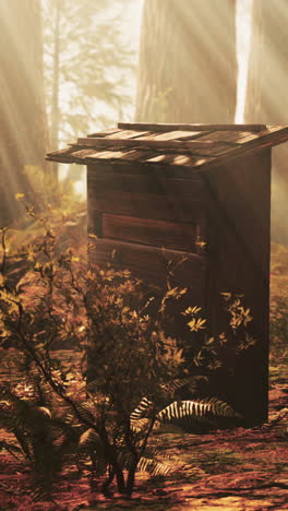 cabaña de madera en el bosque