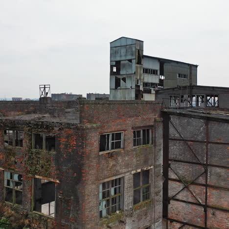 ruins of an old factory. old industrial complex. aerial view