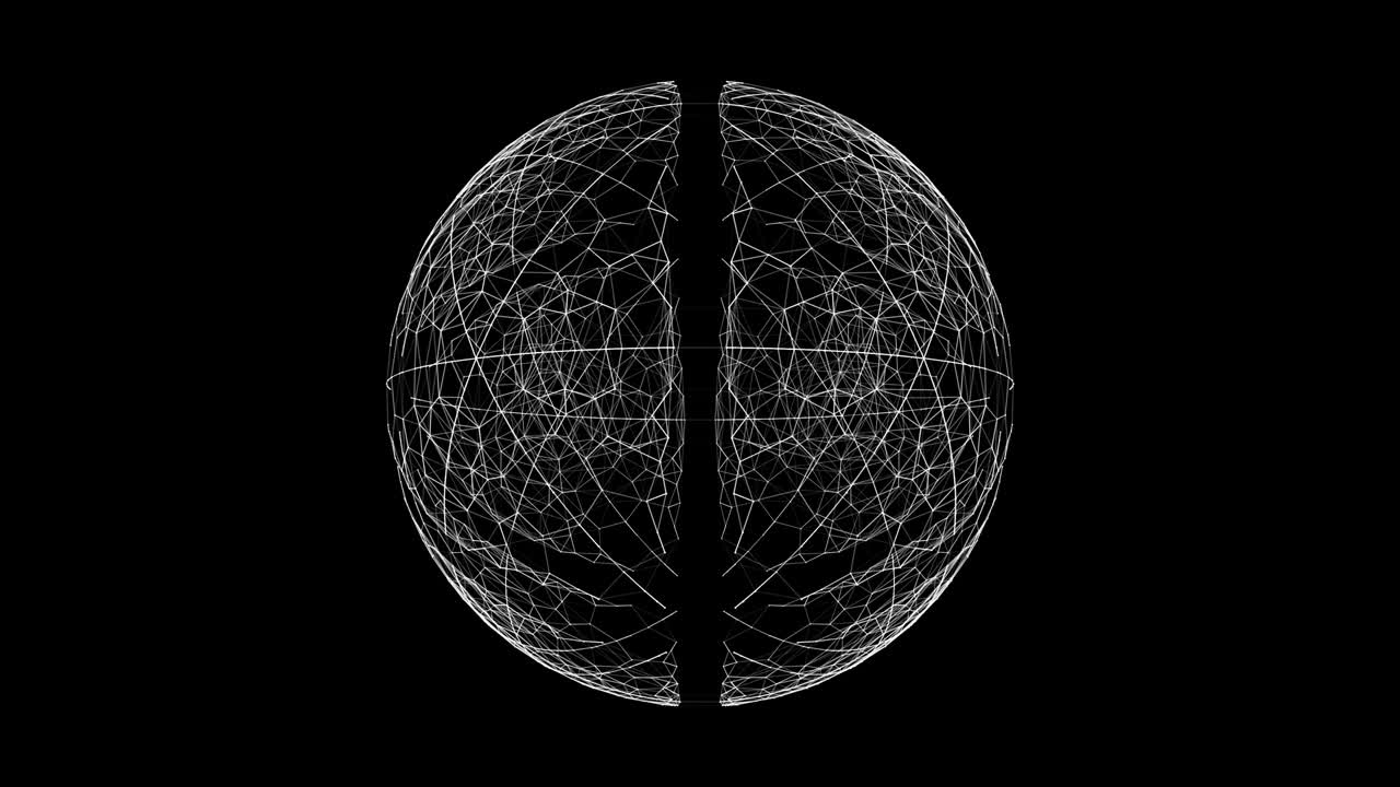 esfera perfecta girar imágenes de ciclo de bucle. plexo de ciclo de animación en fondo negro
