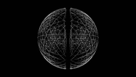 perfect sphere rotate loop cycle footage. animation cycle plexus on black background