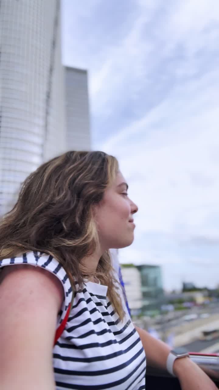 Girl Vlogging on City Bridge