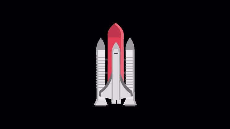 Animated Space Shuttle Assembling and Launching into Space